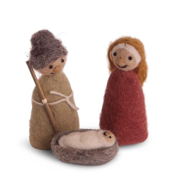 Jesus, Maria og Josef til julekrybbe