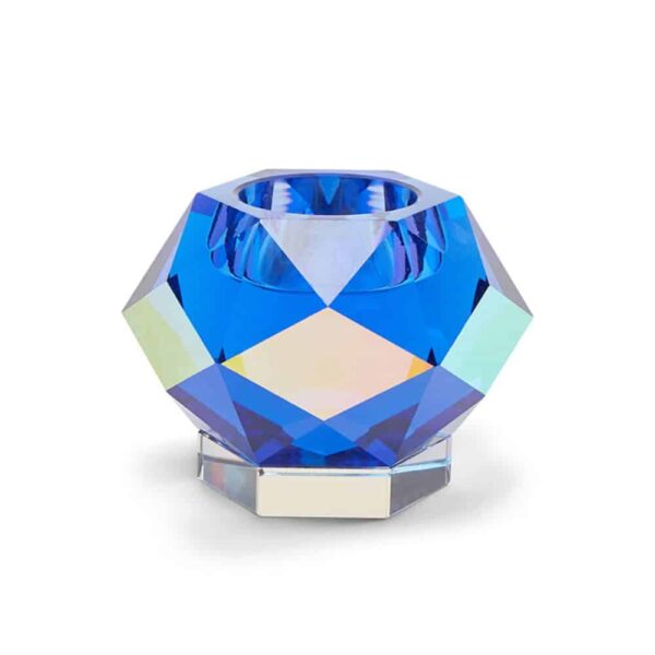 Krystal fyrfadslysestager GLAM lys blå