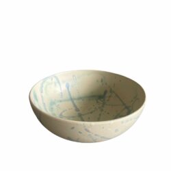 Stentøjs skål i creme og blågrøn 18 cm