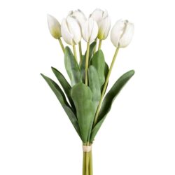 Tulipanbuket med hvide naturtro kunstige tulipaner