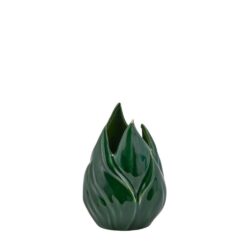Tulipanvase i keramik med grøn blank glasur